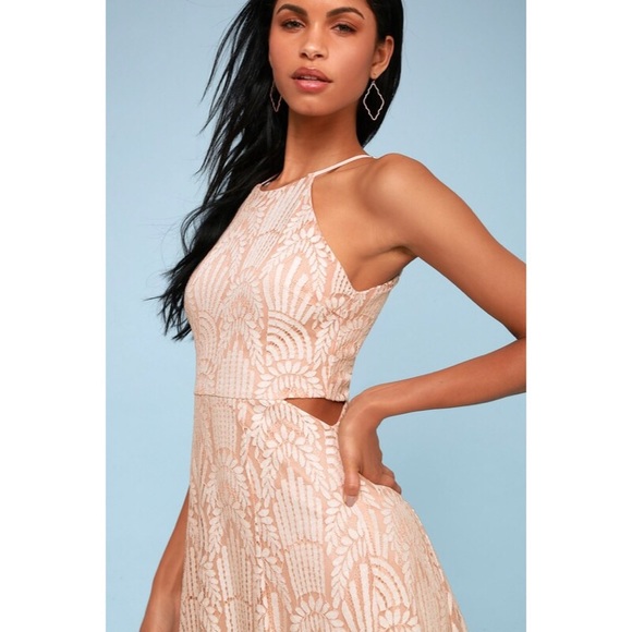 Casey Blush Lace Skater Dress - Picture 2 of 4